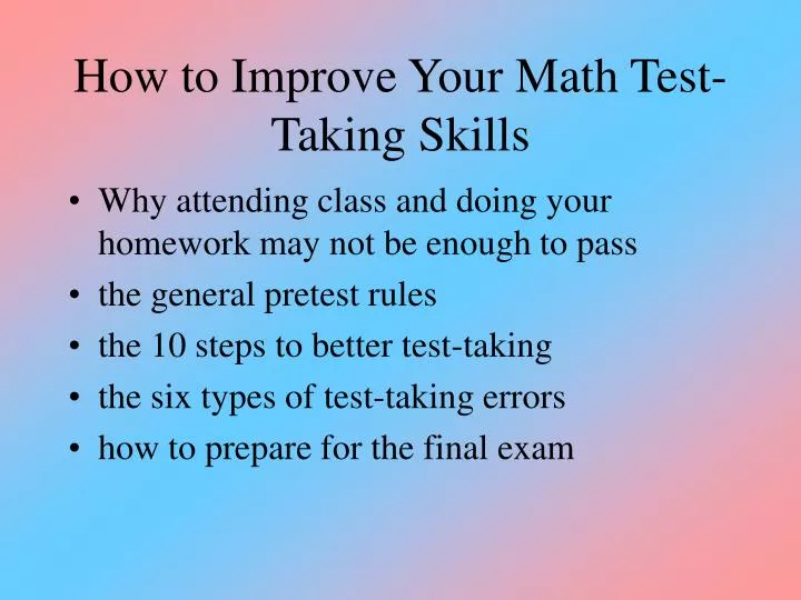 how to improve your math test taking skills