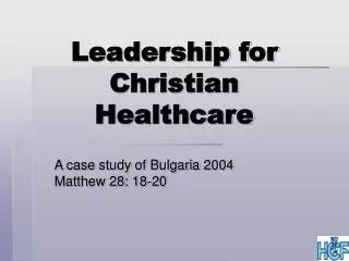 Leadership for Christian Healthcare