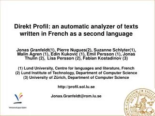 Direkt Profil: an automatic analyzer of texts written in French as a second language