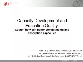 Capacity Development and Education Quality: Caught between donor commitments and absorption capacities