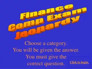 Finance C omp Exam Jeopardy