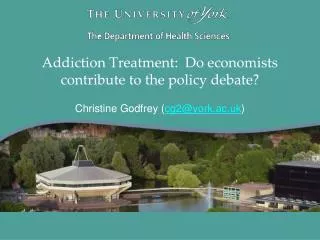 Addiction Treatment: Do economists contribute to the policy debate?