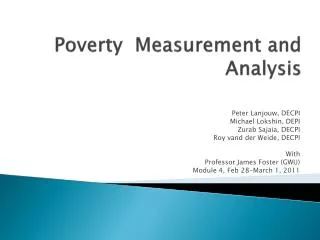 Poverty Measurement and Analysis