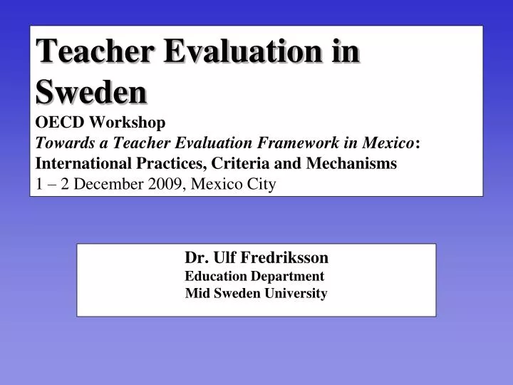 dr ulf fredriksson education department mid sweden university