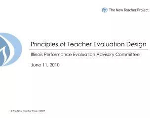 Principles of Teacher Evaluation Design