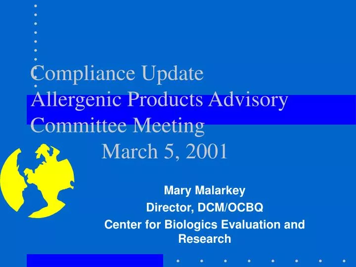 compliance update allergenic products advisory committee meeting march 5 2001