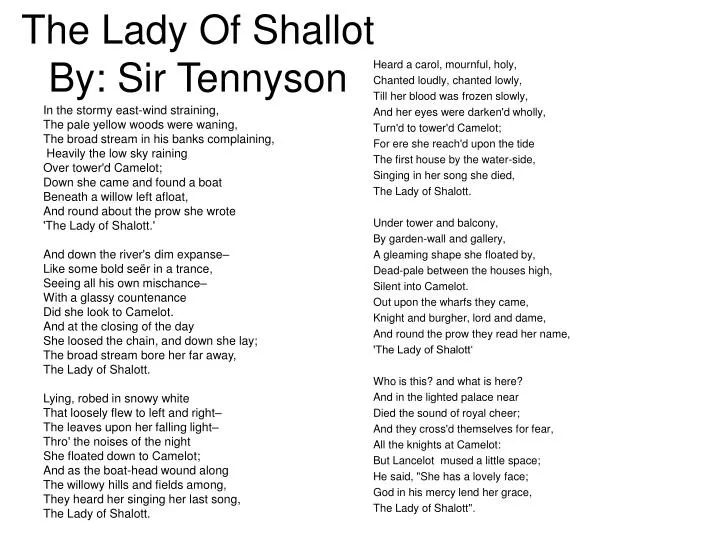 the lady of shallot by sir tennyson