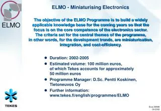 ELMO - Miniaturising Electronics