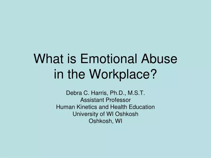what is emotional abuse in the workplace