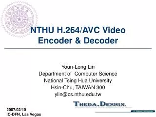 NTHU H.264/AVC Video Encoder &amp; Decoder