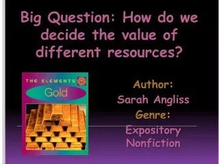 Author : Sarah Angliss Genre : Expository Nonfiction