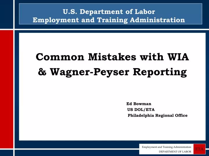 u s department of labor employment and training administration