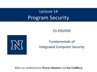 Lecture 14 Program Security