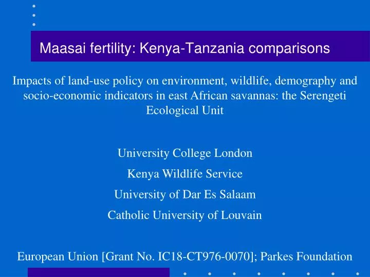 maasai fertility kenya tanzania comparisons
