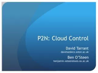 P2N: Cloud Control