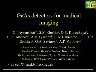GaAs detectors for medical imaging