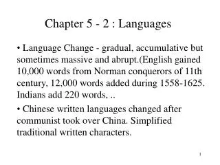 Chapter 5 - 2 : Languages