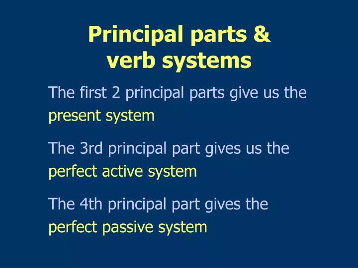 principal parts verb systems
