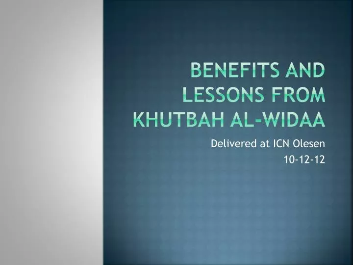 benefits and lessons from khutbah al widaa