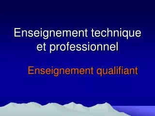 enseignement technique et professionnel