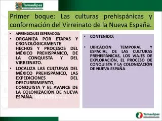 primer boque las culturas prehisp nicas y conformaci n del virreinato de la nueva espa a