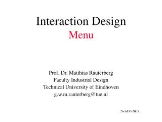 Interaction Design Menu