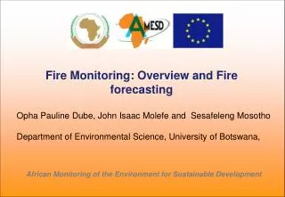 Fire Monitoring: Overview and Fire forecasting