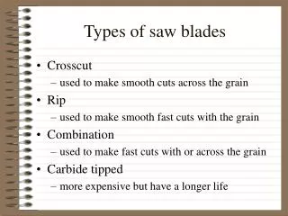 Types of saw blades