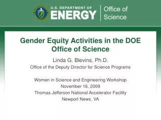 Gender Equity Activities in the DOE Office of Science
