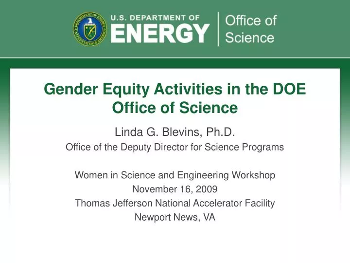 gender equity activities in the doe office of science