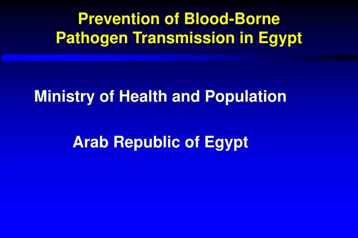 prevention of blood borne pathogen transmission in egypt