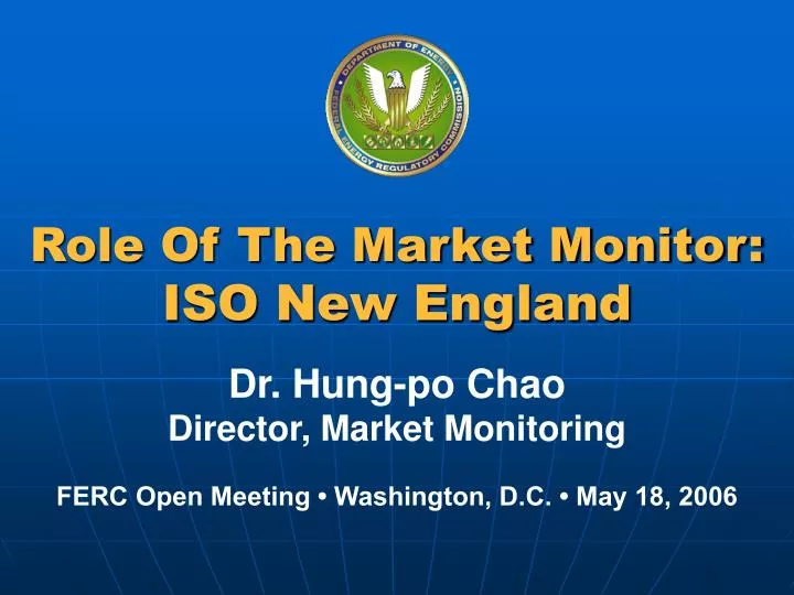 dr hung po chao director market monitoring ferc open meeting washington d c may 18 2006