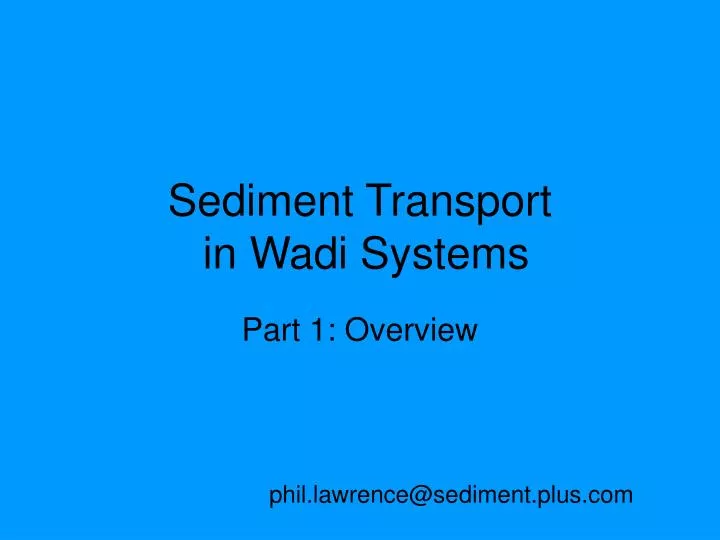 sediment transport in wadi systems