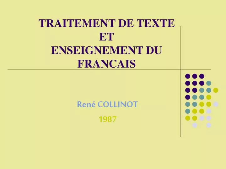 traitement de texte et enseignement du francais