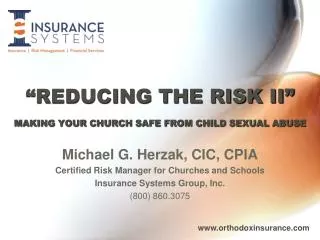 “REDUCING THE RISK II” MAKING YOUR CHURCH SAFE FROM CHILD SEXUAL ABUSE