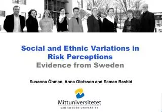 Social and Ethnic Variations in Risk Perceptions Evidence from Sweden