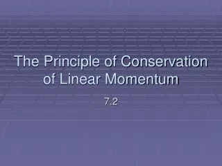 The Principle of Conservation of Linear Momentum