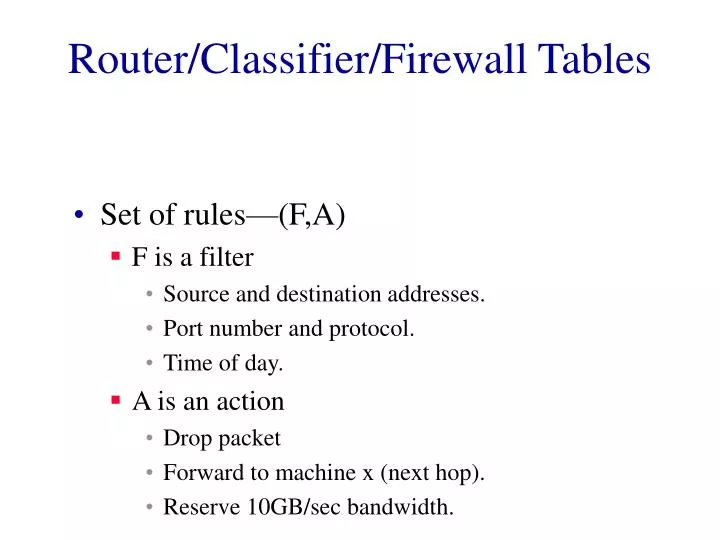 router classifier firewall tables