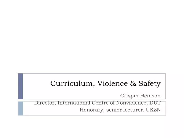 curriculum violence safety