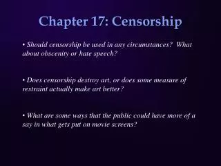 Chapter 17: Censorship