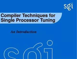 Compiler Techniques for Single Processor Tuning