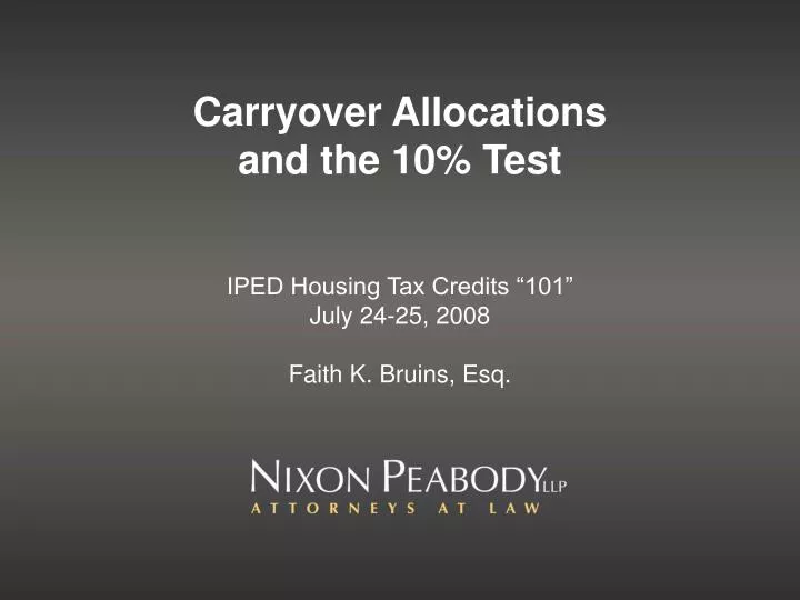 carryover allocations and the 10 test