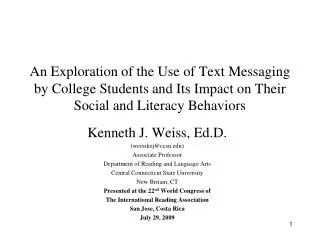 An Exploration of the Use of Text Messaging by College Students and Its Impact on Their Social and Literacy Behaviors