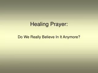 Healing Prayer: