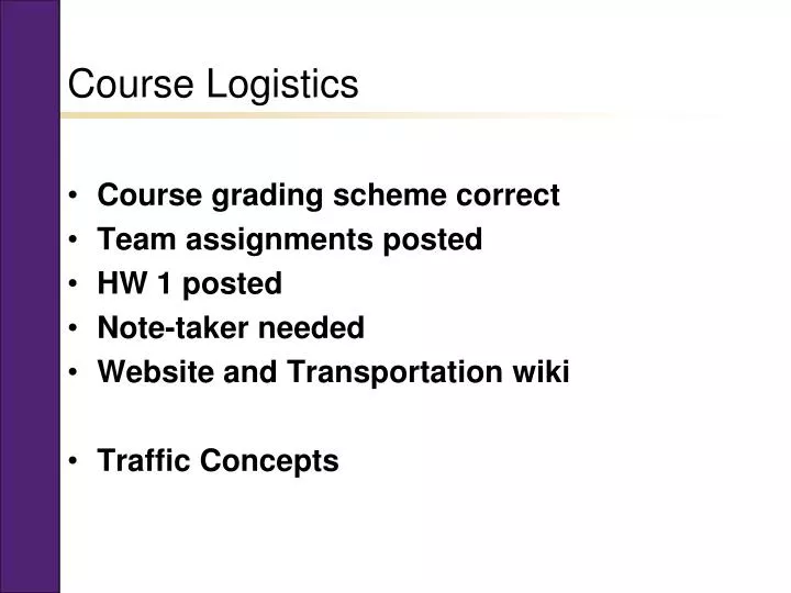 course logistics