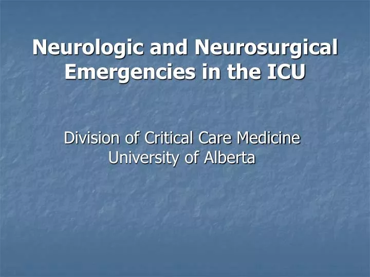 neurologic and neurosurgical emergencies in the icu