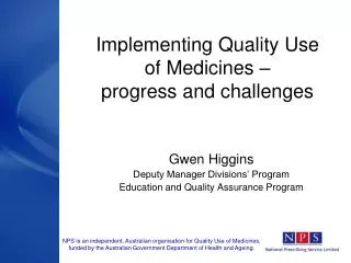 Implementing Quality Use of Medicines – progress and challenges
