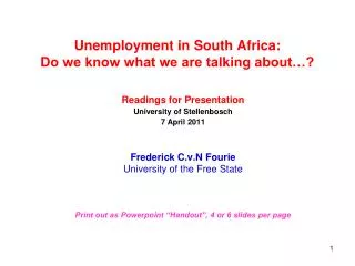 Unemployment in South Africa: Do we know what we are talking about…?