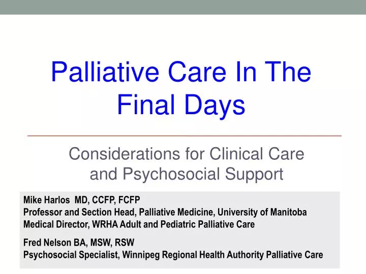 considerations for clinical care and psychosocial support