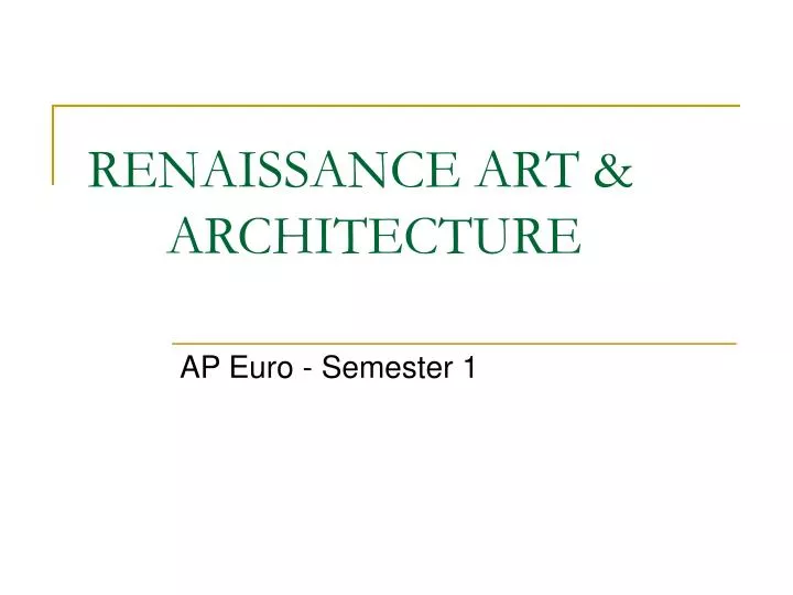 renaissance art architecture